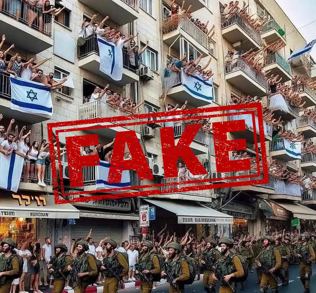 Fake images of a street in Israel, signs aren't in Hebrew