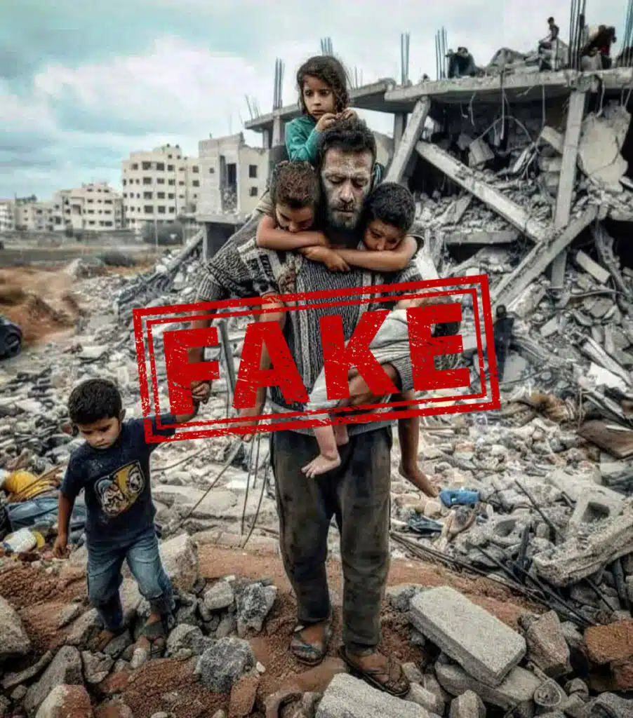 Fake image of a family in Gaza